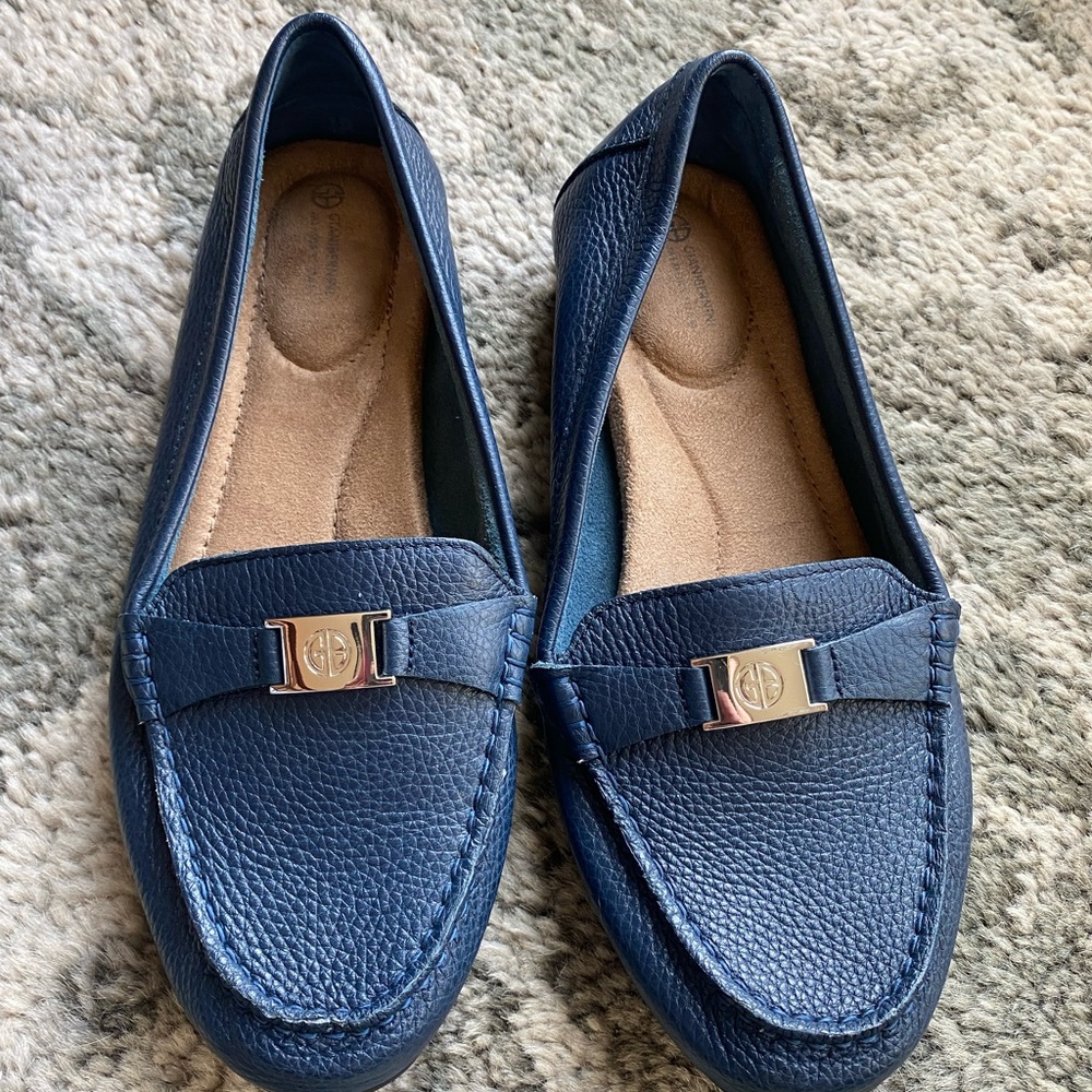 NEW Giani Bernini Dailyn Memory Foam Loafers, Navy Leather, 8.5W